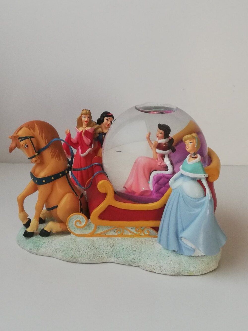 Vintage Disney Store "Princess Sleigh Ride" Winter Snow Globe (2004)